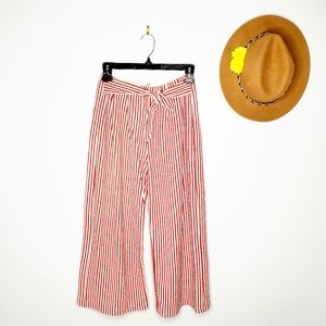 Zara Size S Red/White Capri Striped Pants